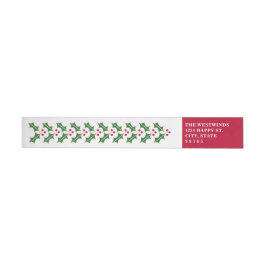 Red Green Holly Christmas Wraparound Adreslabel