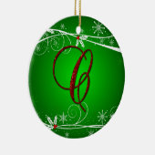 Red Green Holly Initiaal C kerstversiering Keramisch Ornament (Rechts)
