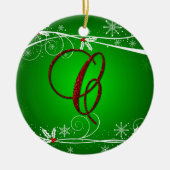 Red Green Holly Initiaal C kerstversiering Keramisch Ornament (Voorkant)