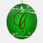 Red Green Holly Initiaal C kerstversiering Keramisch Ornament (Links)
