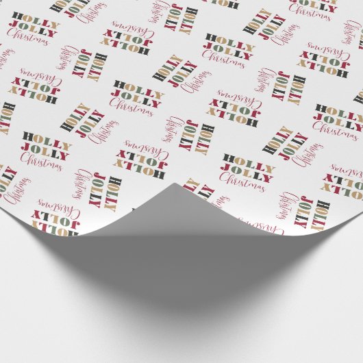 Red Green Holly Jolly kerstpapier Cadeaupapier (Hoek)