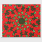 Red Green Holly kerstfeestdag cirkelpatroon Cadeaupapier (Vlak)