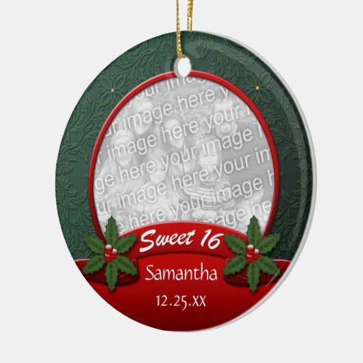 Red Green Holly Kerstmis 16 Ornament (Links)