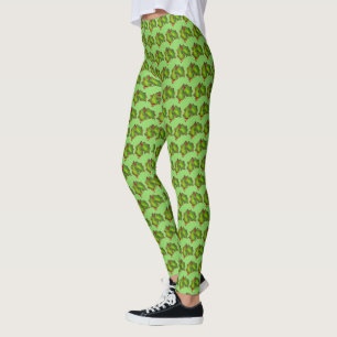 Red Green Holly Leaf Kerstmis Holiday Cookie Leggings