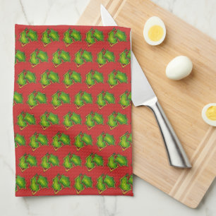 Red Green Holly Leaf Kerstmis Holiday Cookie Theedoek