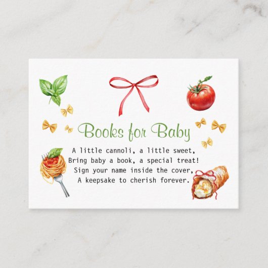 Red Green Holy Cannoli Baby shower Boeken voor Bab Informatiekaartje (Voorkant)
