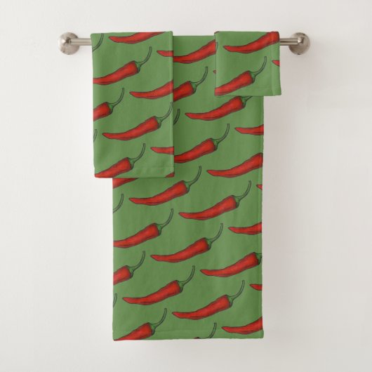 Red Green Hot Spicy Chili Pepper Vegetable Bad Handdoek (Insitu)