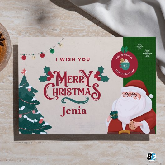 Red & Green Illustrated Merry Christmas Flat Feestdagenkaart