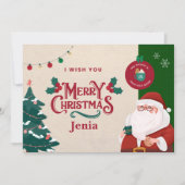 Red & Green Illustrated Merry Christmas Flat Feestdagenkaart (Voorkant)