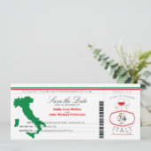 Red Green Italy Boarding Pass Wedding Invitation Save The Date (Staand voorkant)
