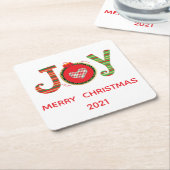 Red Green Joy kerstfeestdag Kartonnen Onderzetters (Schuin)