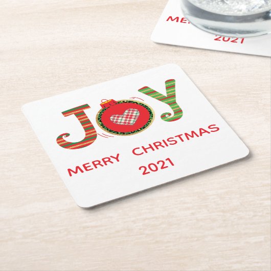 Red Green Joy kerstfeestdag Kartonnen Onderzetters (Schuin)