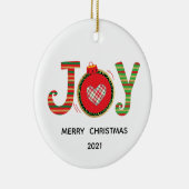 Red Green Joy kerstfeestdag Keramisch Ornament (Rechts)