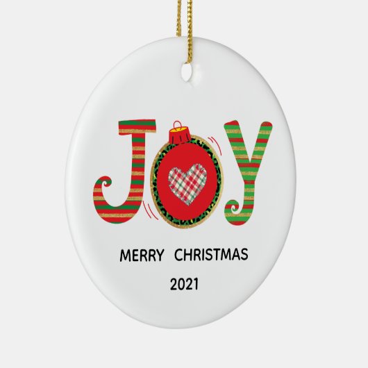 Red Green Joy kerstfeestdag Keramisch Ornament (Rechts)