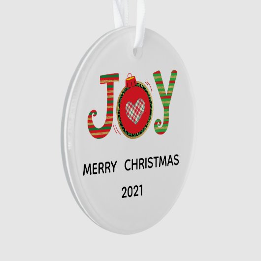 Red Green Joy kerstfeestdag Ornament (voorkant)