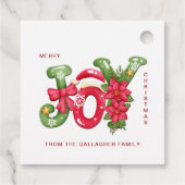 Red Green Joy Letters Illustratie Kerstmis Bedankjes Labels (Achterkant)