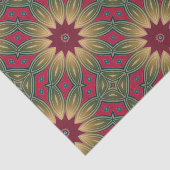 Red Green Kaleidoscope Geometric Floral Pattern Tissuepapier (Detail)