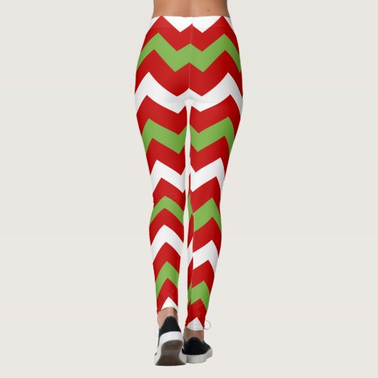 Red Green Kerstfeestdag Chevron Pattern Leggings (Achterkant)
