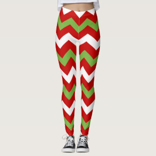 Red Green Kerstfeestdag Chevron Pattern Leggings