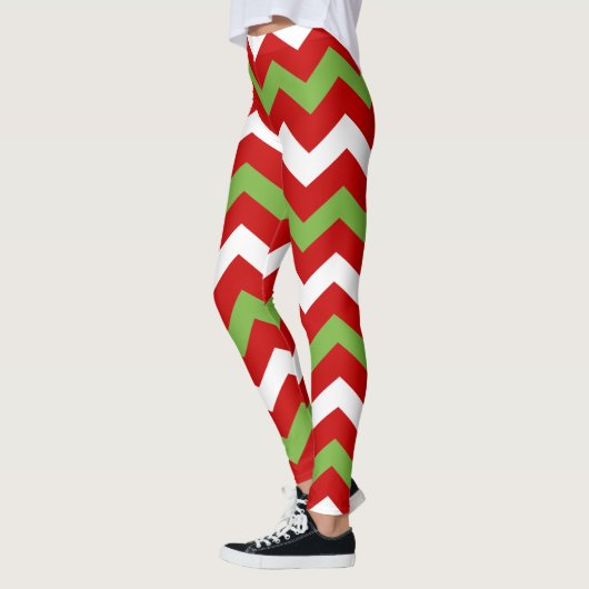 Red Green Kerstfeestdag Chevron Pattern Leggings (Links)