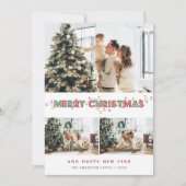 Red Green kerstlampje 3 Foto Collage Feestdagenkaart (Voorkant)