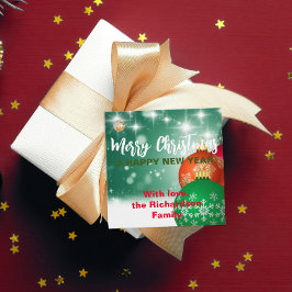 Red Green Kerstmis Baubles Winter Wonderland Bedankjes Labels