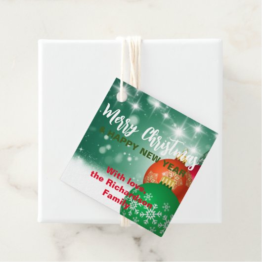 Red Green Kerstmis Baubles Winter Wonderland Bedankjes Labels (In situ)