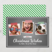 Red Green Kerstmis Foto Washi Tape Chalk Holiday Feestdagenkaart (Voorkant / Achterkant)