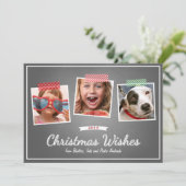 Red Green Kerstmis Foto Washi Tape Chalk Holiday Feestdagenkaart (Staand voorkant)
