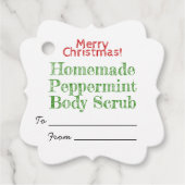 Red Green Kerstmis Peppermint Body Scrub Spa Bedankjes Labels (Voorkant)