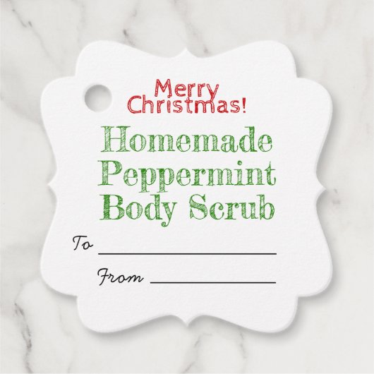 Red Green Kerstmis Peppermint Body Scrub Spa Bedankjes Labels (Voorkant)