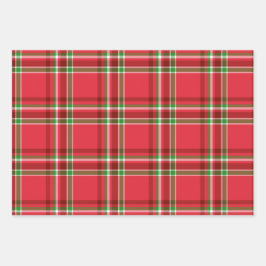Red Green Kerstmis Pset Tartan Patroon Inpakpapier Vel