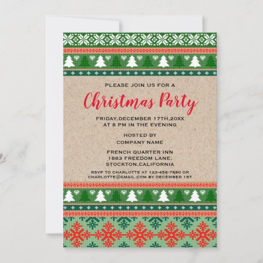 Red Green Kerstmis Ugly Sweater Corporate Party  Kaart (Voorkant)