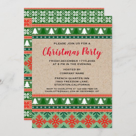 Red Green Kerstmis Ugly Sweater Corporate Party  Kaart (Voorkant / Achterkant)