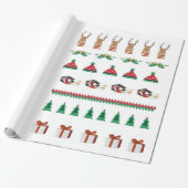 Red Green KerstTreee Holiday Santa Reindeer Cadeaupapier (Uitgerold)
