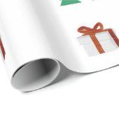 Red Green KerstTreee Holiday Santa Reindeer Cadeaupapier (Rol Hoek)