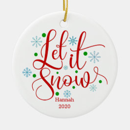 Red Green Laat het Sneeuw Kerstvakantie Keramisch Ornament
