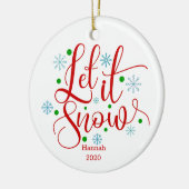 Red Green Laat het Sneeuw Kerstvakantie Keramisch Ornament (Links)