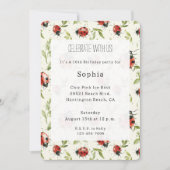 Red Green Leaves Ladybugs Birthday Kaart (Voorkant)