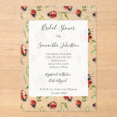Red Green Leaves Ladybugs Bridal Shower Acryl Uitnodigingen (Voorkant)