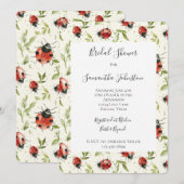 Red Green Leaves Ladybugs Bridal Shower Kaart (Voorkant / Achterkant)