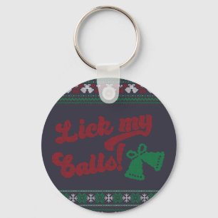 Red Green Lick My Balls Ugly kerst Sleutelhanger