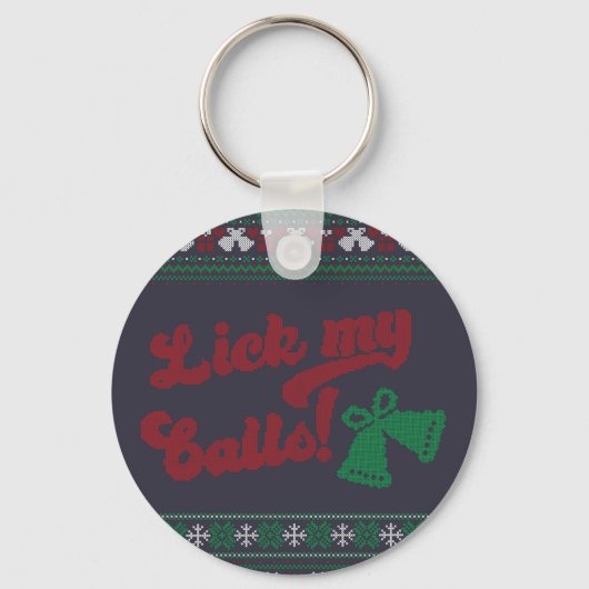 Red Green Lick My Balls Ugly kerst Sleutelhanger (Voorkant)