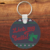 Red Green Lick My Balls Ugly kerst Sleutelhanger (Voorkant)