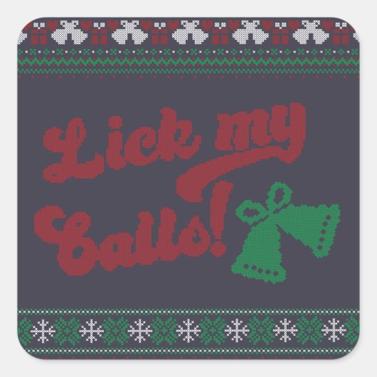 Red Green Lick My Balls Ugly kerst Vierkante Sticker (Voorkant)
