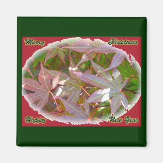 Red Green Maple laat kerst nieuwjaar achter Magnet (Voorkant)
