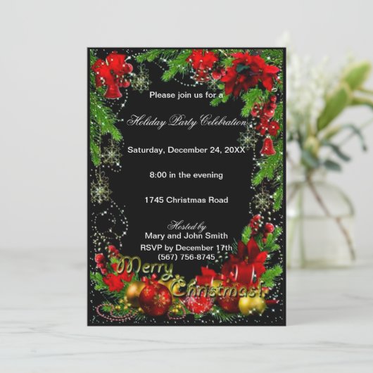 Red Green Merry kerst Uitnodiging (Staand voorkant)