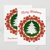 Red Green Merry kerstboom Floral Wreatcard (Voorkant / Achterkant)