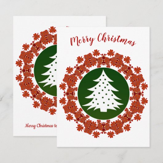 Red Green Merry kerstboom Floral Wreatcard (Voorkant / Achterkant)