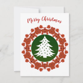 Red Green Merry kerstboom Floral Wreatcard